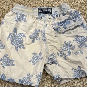 Vilebrequin White and Blue Turtle Swim Shorts